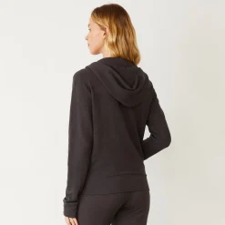 MONROW Supersoft Zip Up Hoody WASHEDBLACK Hot